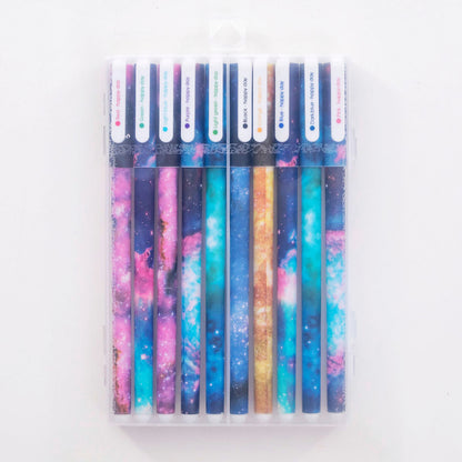 10 Pack Galaxy Colourful Gel Ballpoint Pens Set