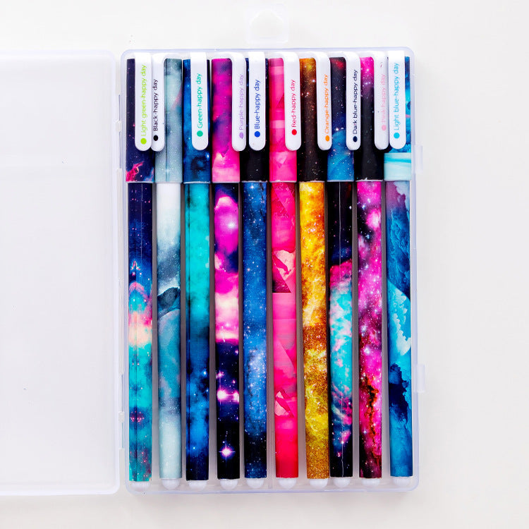 10 Pack Galaxy Colourful Gel Ballpoint Pens Set