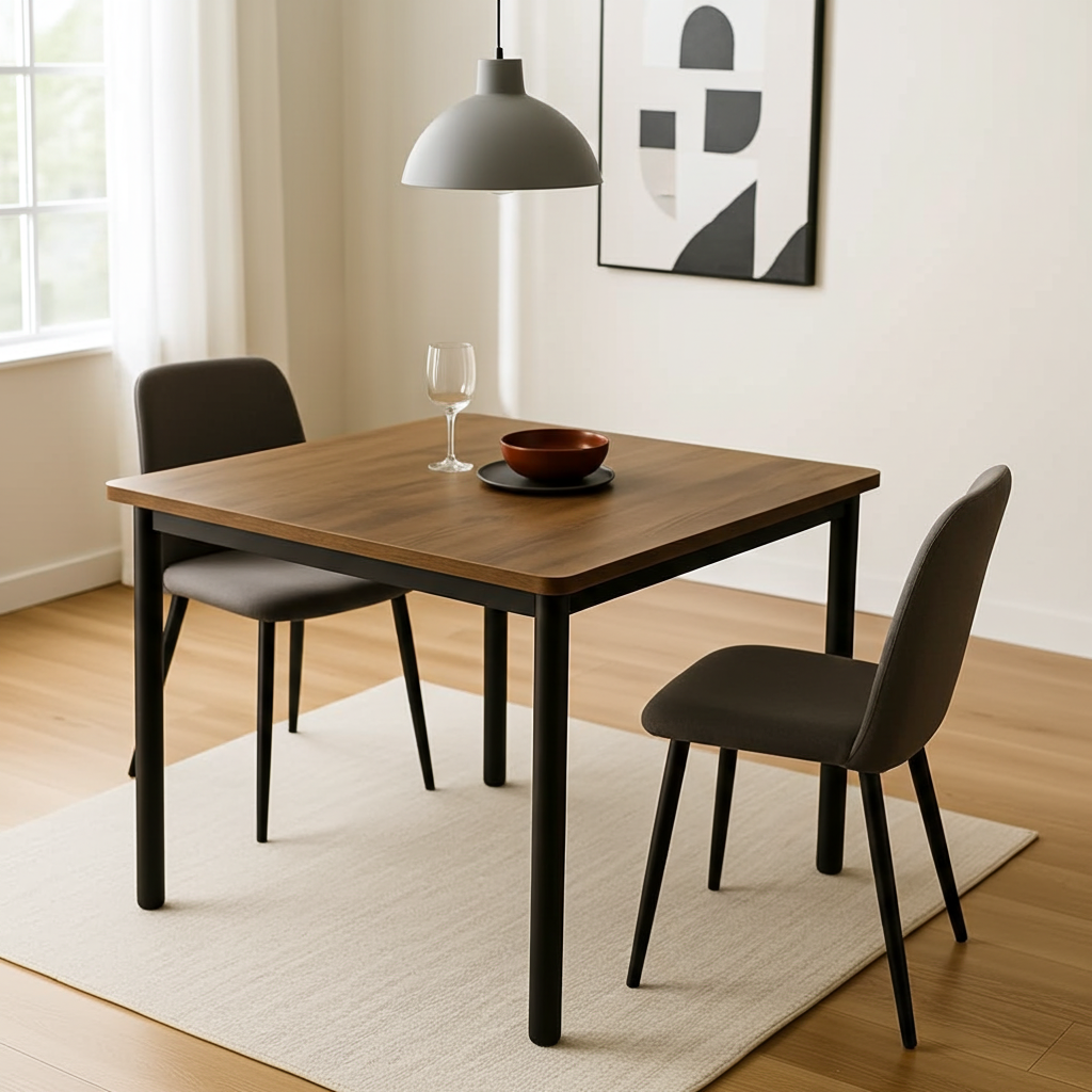 Harbor Industrial Rustic Wood & Steel Dining Table Square 80cm