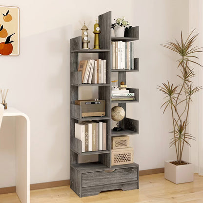 8-Tier 11-Shelf Display Storage Utility Book Shelf Bookcase Shelving (Driftwood Grey)