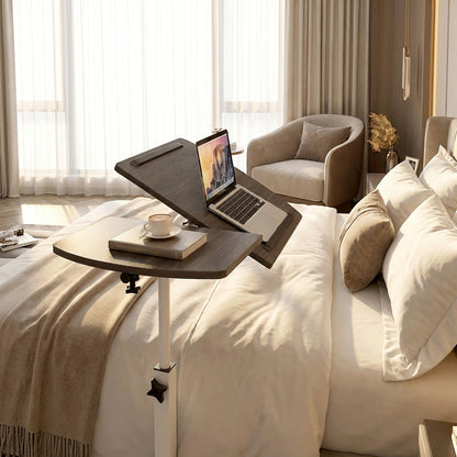 Motif 2-in-1 Adjustable Portable Sofa Bed Side Table Laptop Desk with Wheels (Rustic Grey)