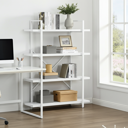 Envision 4-Tier Bookcase Storage Shelf Organizer (White)