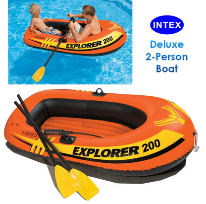 Intex Explorer 200 Set Two Person Inflatable Boat with Oars and Pump