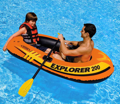 Intex Explorer 200 Set Two Person Inflatable Boat with Oars and Pump