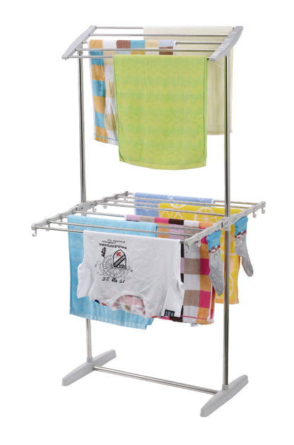 2-Tier Stainless Steel Clothes Airer Organizer Hanger Rack Towel Dryer