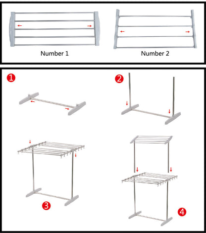 2-Tier Stainless Steel Clothes Airer Organizer Hanger Rack Towel Dryer