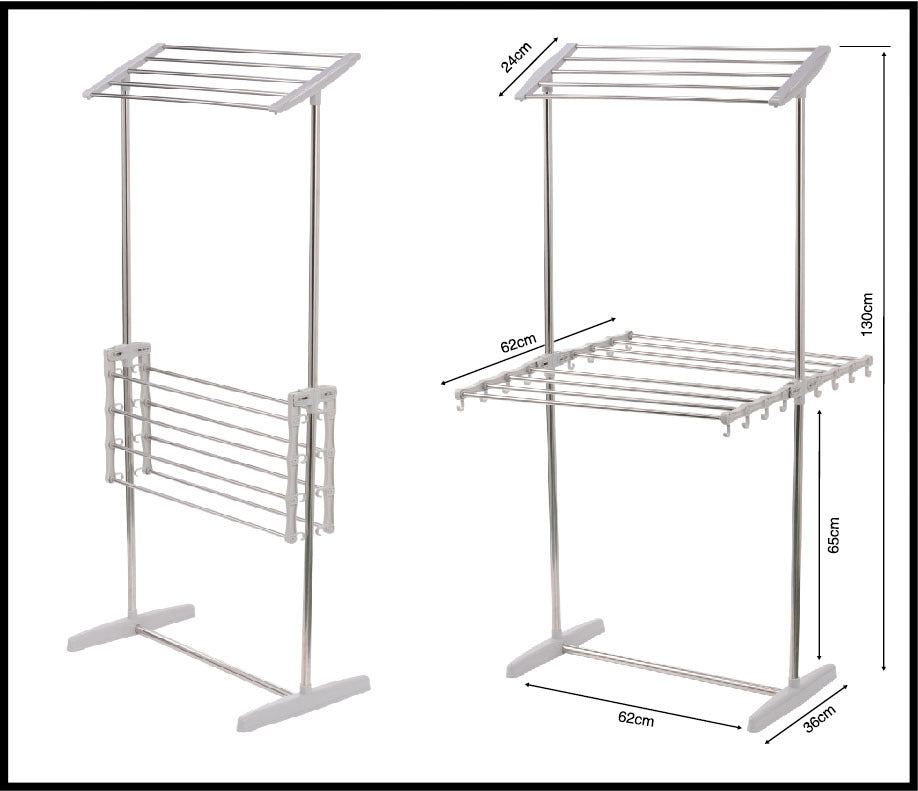 2-Tier Stainless Steel Clothes Airer Organizer Hanger Rack Towel Dryer