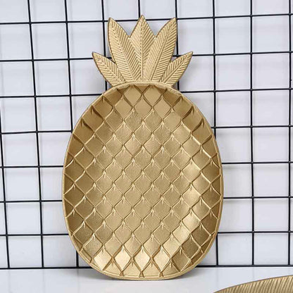 Large Golden Pineapple Dish Snack Fruit Plate Decorative Food Tray