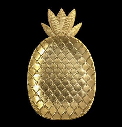 Large Golden Pineapple Dish Snack Fruit Plate Decorative Food Tray