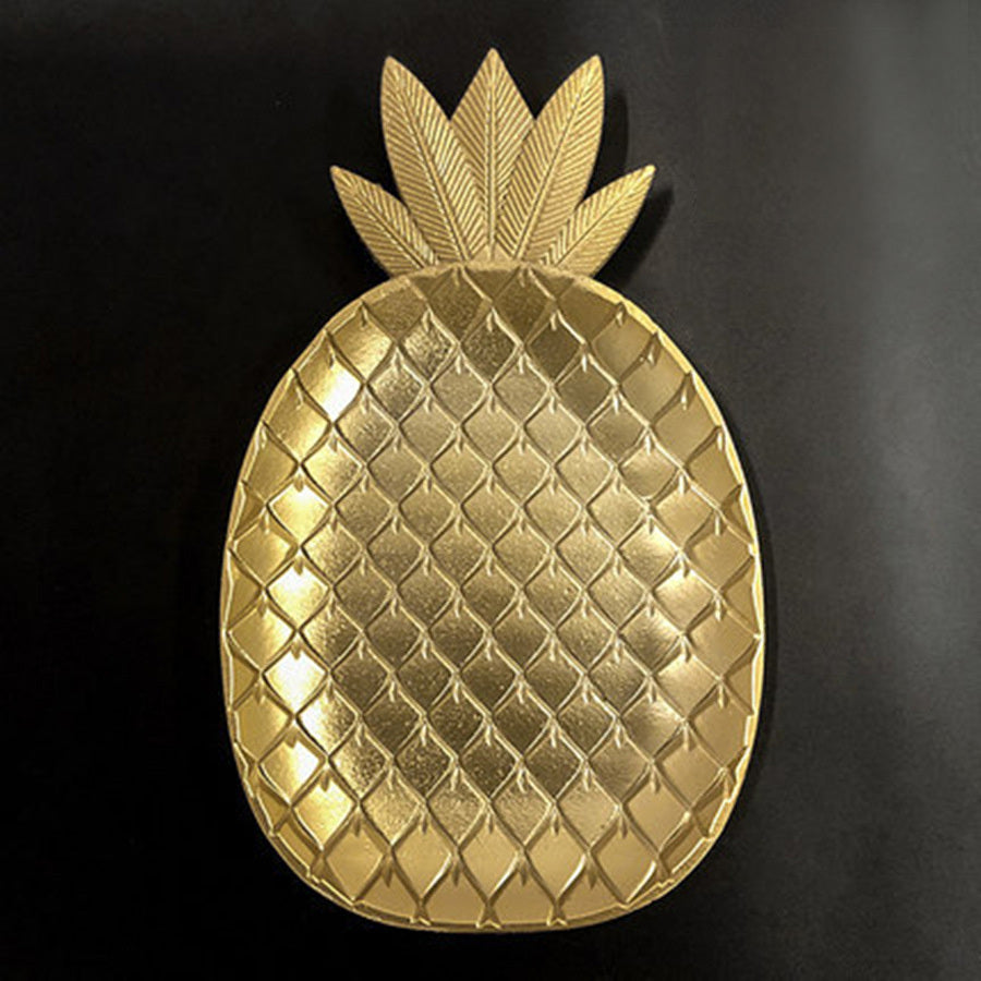 Large Golden Pineapple Dish Snack Fruit Plate Decorative Food Tray