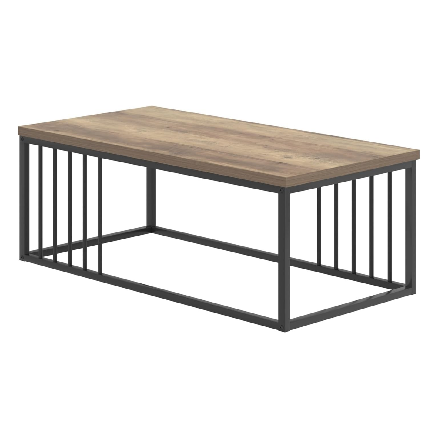Urban Industrial Modern Wood and Metal Coffee Table Rustic Oak