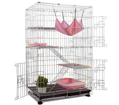 Large 4 Tier Pet Cat Bird Cage Playpen (White)