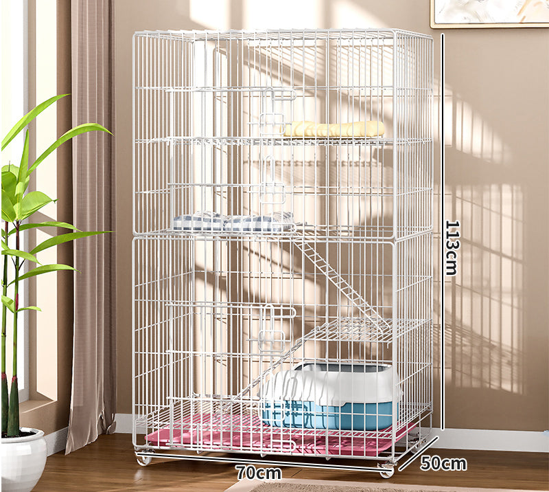 Large 4 Tier Pet Cat Bird Cage Playpen (White)