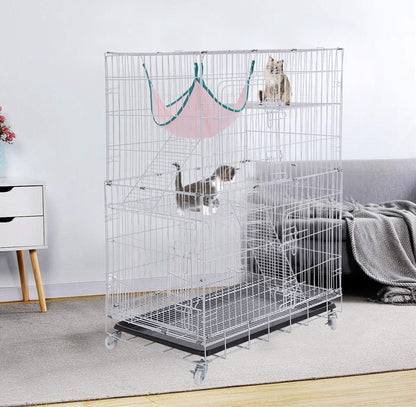 Large 4 Tier Pet Cat Bird Cage Playpen (White)