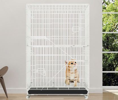 Large 4 Tier Pet Cat Bird Cage Playpen (White)