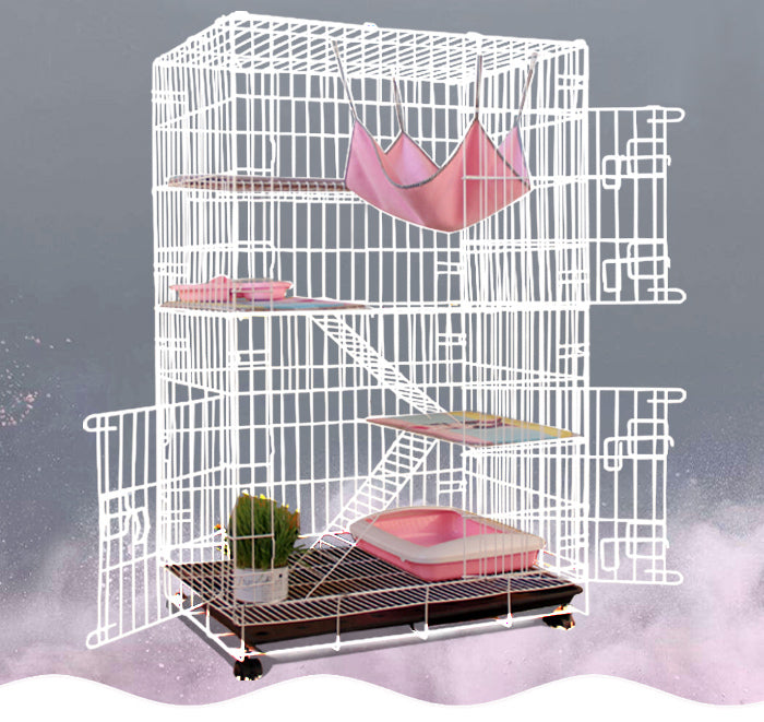 Large 4 Tier Pet Cat Bird Cage Playpen (White)