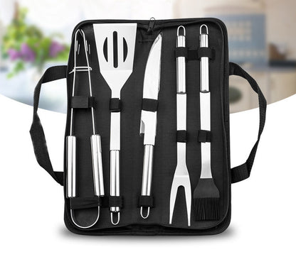 6PC BBQ Kit Stainless Steel Kitchen Cooking Barbecue Utensil Set with Bag