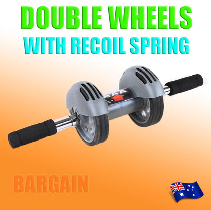 Double Wheels Abdominal Gym Ab Roller Total Body Exerciser with Knee Pad