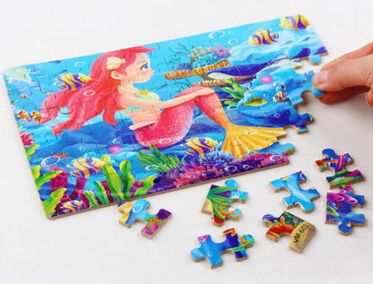 60PCS Wooden Jigsaw Puzzle Kids Educational Toy (Mermaid)