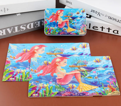 60PCS Wooden Jigsaw Puzzle Kids Educational Toy (Mermaid)