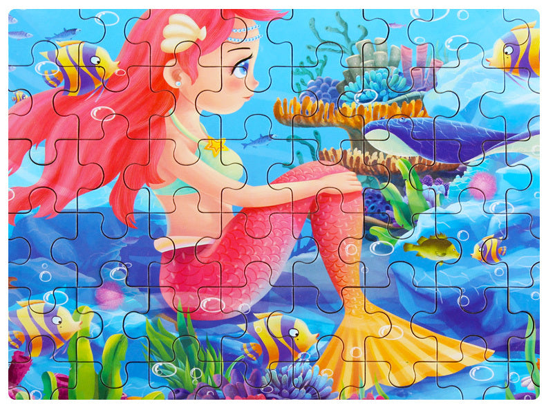 60PCS Wooden Jigsaw Puzzle Kids Educational Toy (Mermaid)