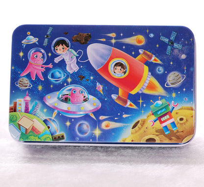 60PCS Wooden Jigsaw Puzzle Kids Educational Toy (Space Adventure)