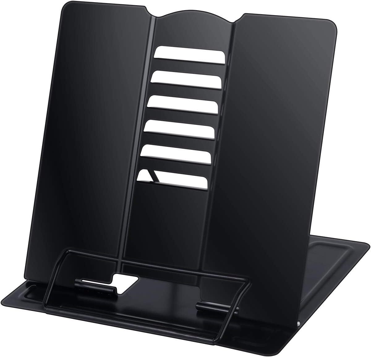 Adjustable Book Stand Portable Reading Rest Metal Holder (Black)