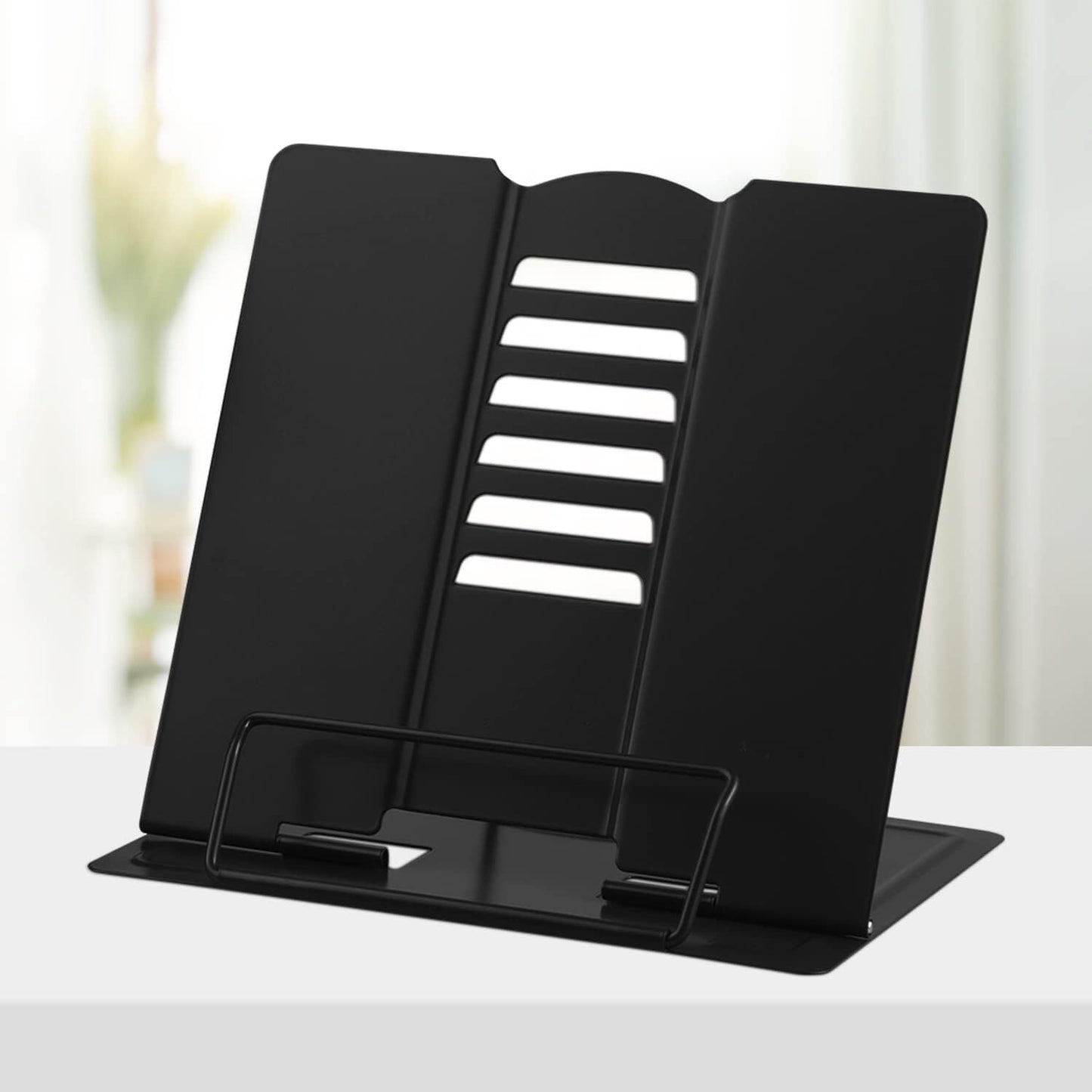 Adjustable Book Stand Portable Reading Rest Metal Holder (Black)