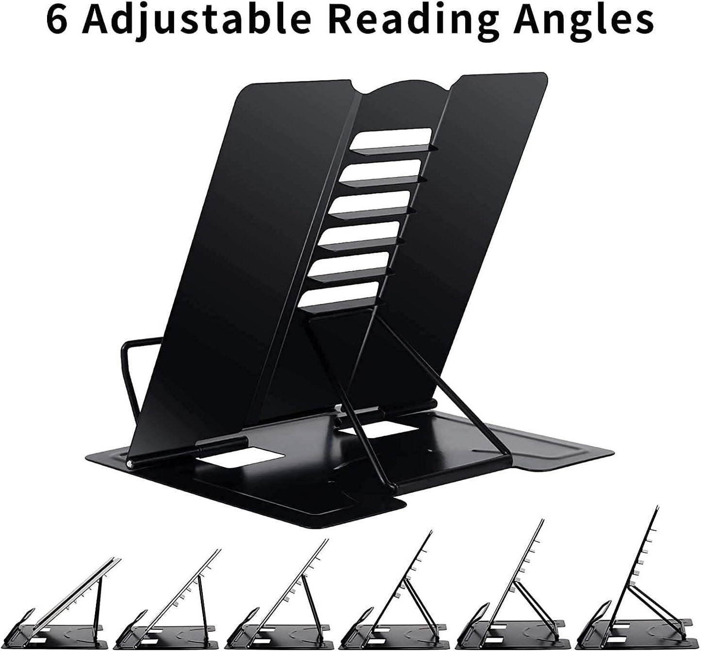 Adjustable Book Stand Portable Reading Rest Metal Holder (Black)