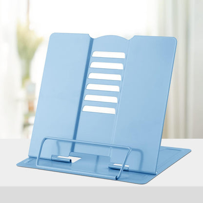 Adjustable Book Stand Portable Reading Rest Metal Holder (Blue)