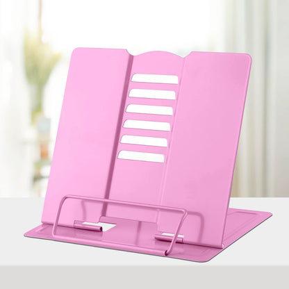 Adjustable Book Stand Portable Reading Rest Metal Holder (Pink)