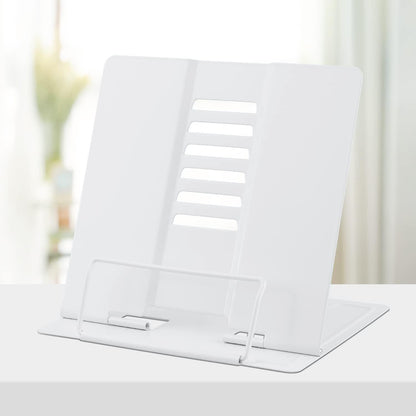 Adjustable Book Stand Portable Reading Rest Metal Holder (White)