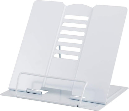 Adjustable Book Stand Portable Reading Rest Metal Holder (White)