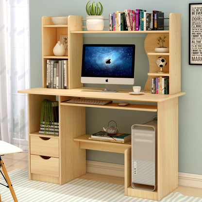 Expert Computer Desk Workstation with Shelf & Cabinet (Oak)