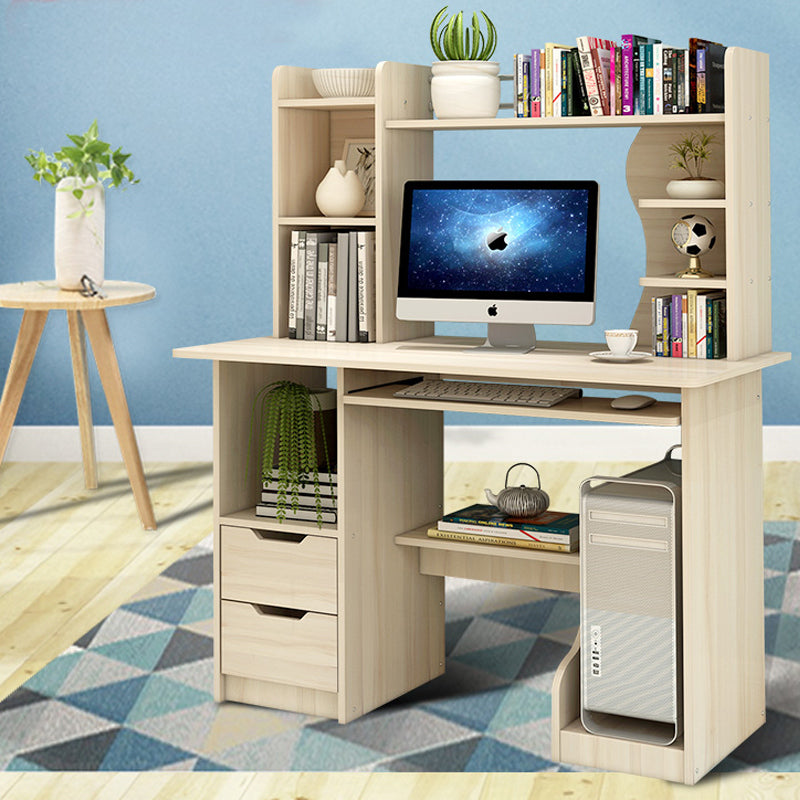 Expert Computer Desk Workstation with Shelf & Cabinet (Oak)