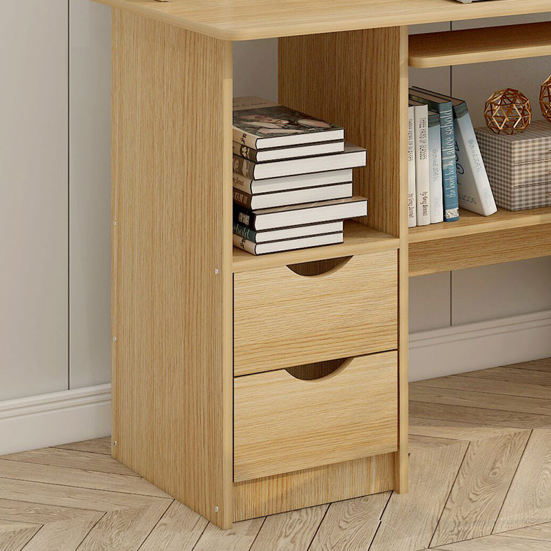Expert Computer Desk Workstation with Shelf & Cabinet (Oak)