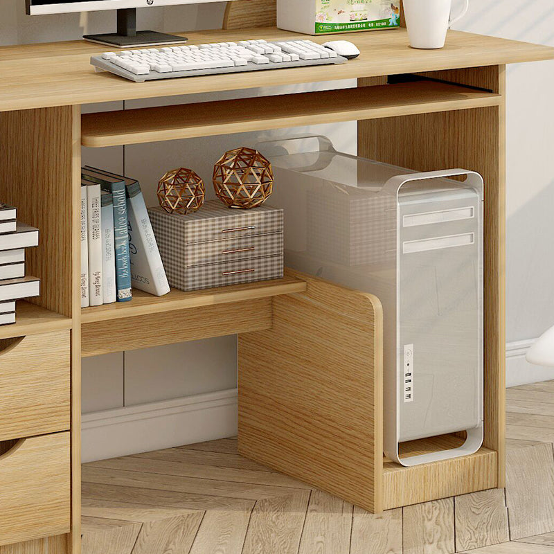 Expert Computer Desk Workstation with Shelf & Cabinet (Oak)