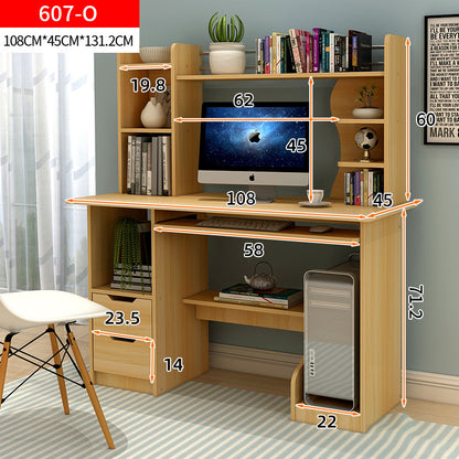 Expert Computer Desk Workstation with Shelf & Cabinet (Oak)