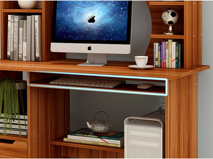 Expert Computer Desk Workstation with Shelf & Cabinet (Oak)