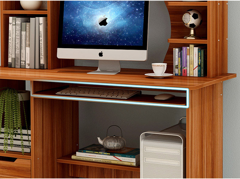 Expert Computer Desk Workstation with Shelf & Cabinet (Walnut)