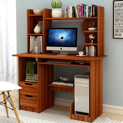 Expert Computer Desk Workstation with Shelf & Cabinet (Walnut)