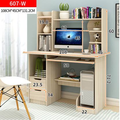 Expert Computer Desk Workstation with Shelf & Cabinet  (White Oak)