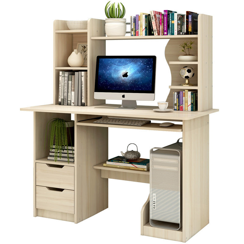 Expert Computer Desk Workstation with Shelf & Cabinet  (White Oak)