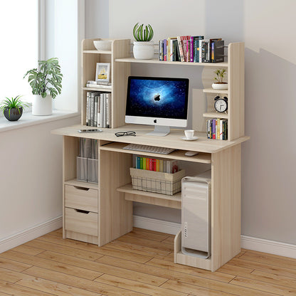 Expert Computer Desk Workstation with Shelf & Cabinet  (White Oak)