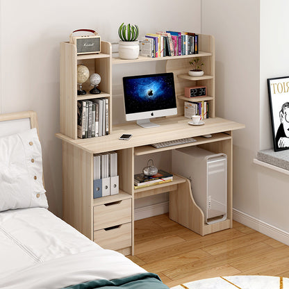 Expert Computer Desk Workstation with Shelf & Cabinet  (White Oak)