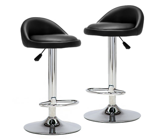 2 x Varossa PU Leather Bar Stools (Black - Set of 2)