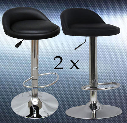 2 x Varossa PU Leather Bar Stools (Black - Set of 2)