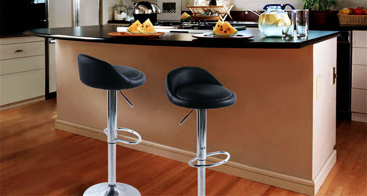 2 x Varossa PU Leather Bar Stools (Black - Set of 2)