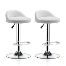 2 x  Varossa PU Leather Bar Stools (White - Set of 2)