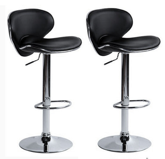 2 x Resort Designer PU Leather Bar Stools (Black - Set of 2)